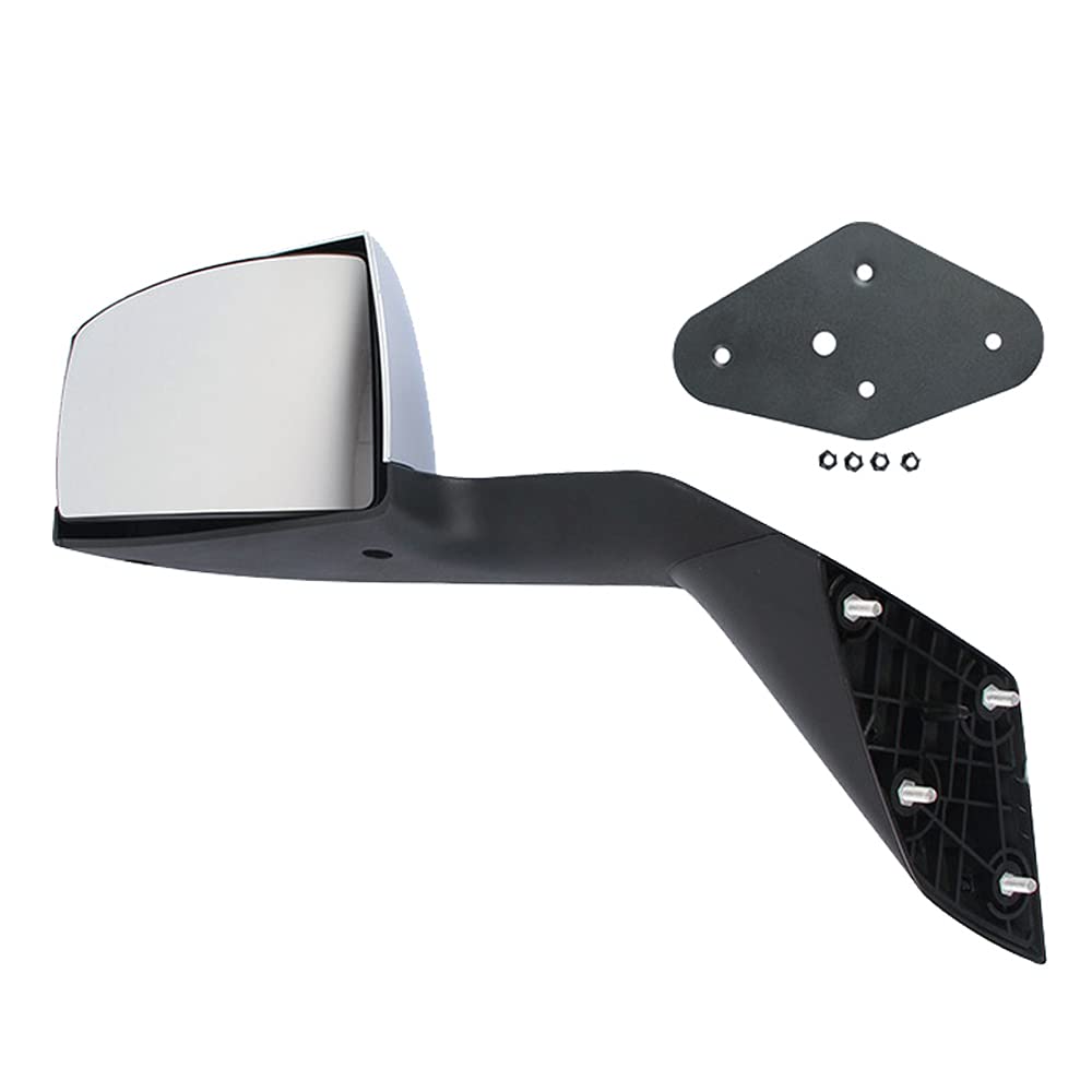 Volvo VNL Hood Mirror Assembly Replacement (2004-2014) - Left Driver Side Chrome Truck Mirror with Arm - Perfect for Volvo VNL Long Haul Trucks & Highway Safety