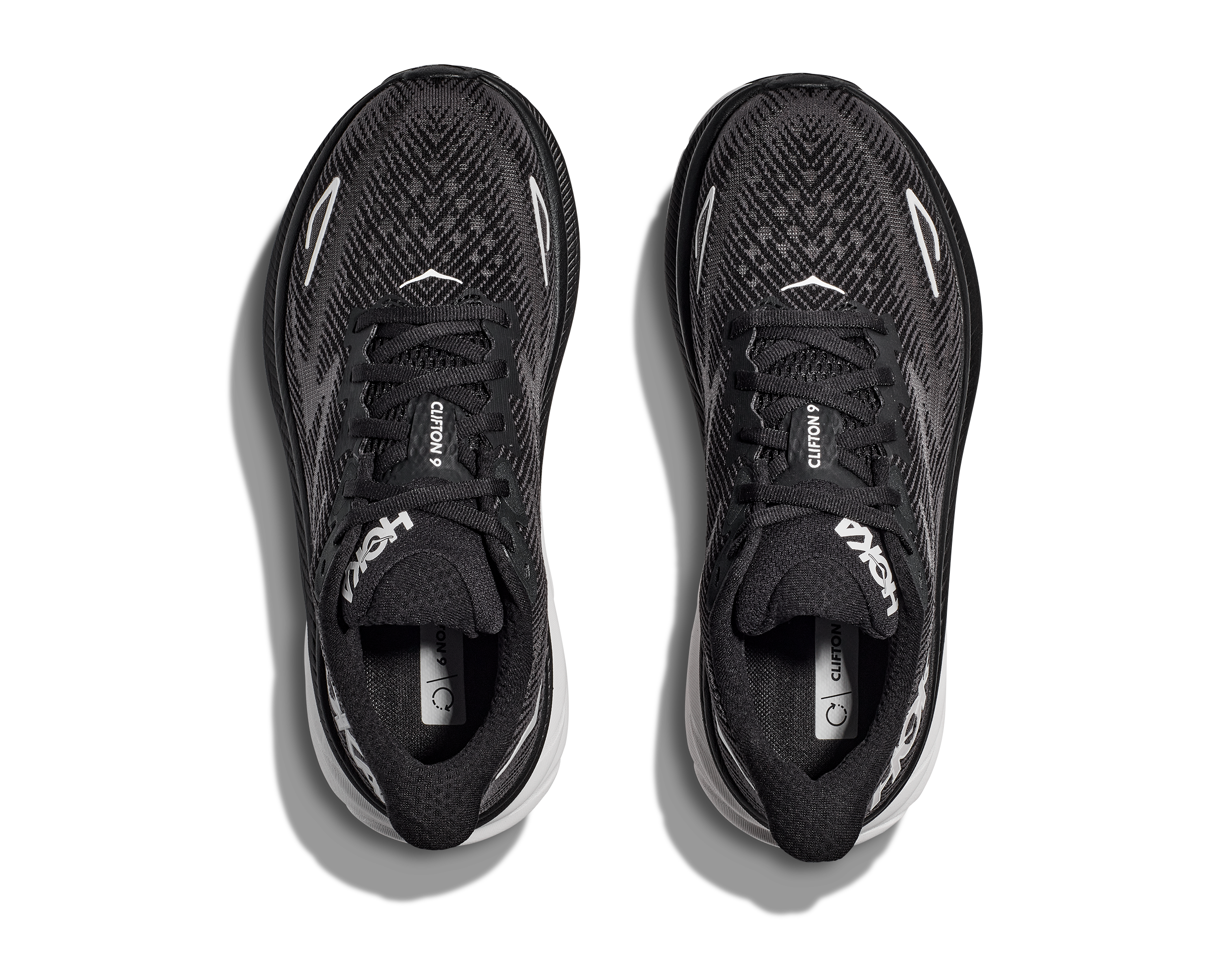 HOKA Women's Clifton 9 WIDE Running Shoes - Black/White (BWHT) | Lightweight Cushioned Sneakers for Road Running, Jogging & Walking