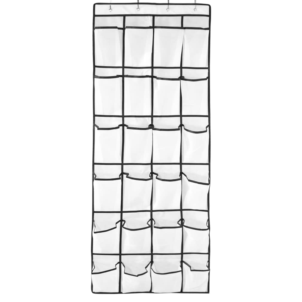 Aosome Over The Door Hanging Pantry Organizer - 24 Large Mesh Pockets Storage Bag for Shoes, Toys, and Household Items - White - Perfect for Bedroom, Bathroom, and Kitchen Organization