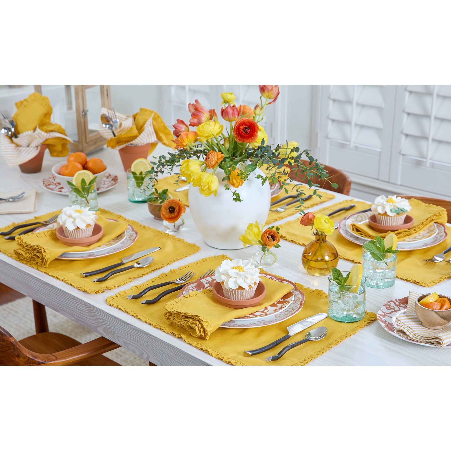 Juliette Ruffle Placemats Set of 4 - Elegant Table Decor for Dining Room, Kitchen, and Party Settings