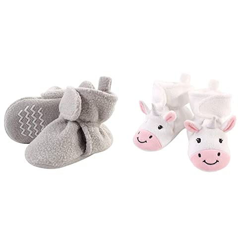 Hudson Baby Fleece Booties 2-Pack - Light Gray Unicorn for 18-24 Months | Cozy Toddler Shoes for Winter
