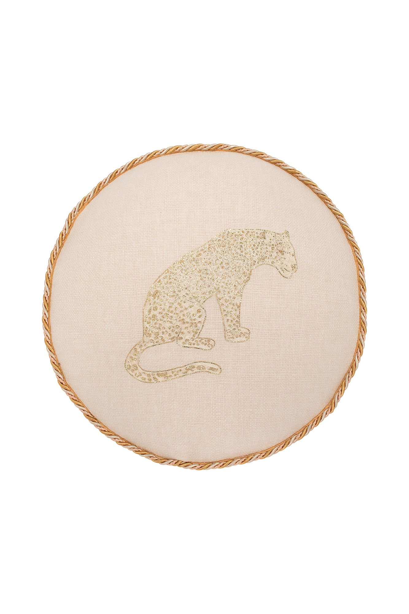 Desert Animal Embroidered Round Decorative Throw Pillow Cover - Cactus & Coyote Design for Boho Home Decor, Bedroom, Living Room, Sofa
