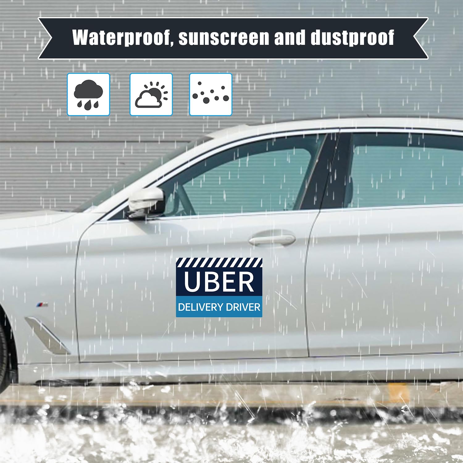 2-Pack Strong Magnetic Waterproof Car Signs for Delivery Drivers - Reusable 11.8×8.2 Inch Automotive Vehicle Magnets (Blue) - Perfect for UPS, FedEx, Amazon & Food Delivery Services