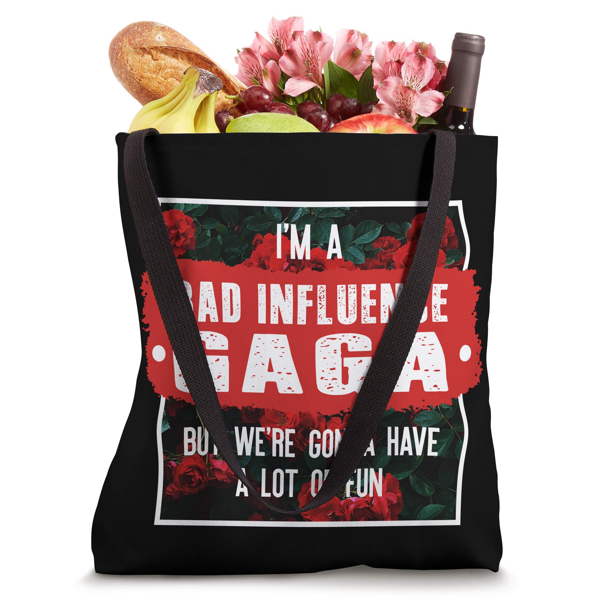 Bad Influence Gaga Tote Bag - Funny Mother's Day Gift for Women - Large Canvas Shoulder Bag - Perfect for Shopping, Beach & Daily Use