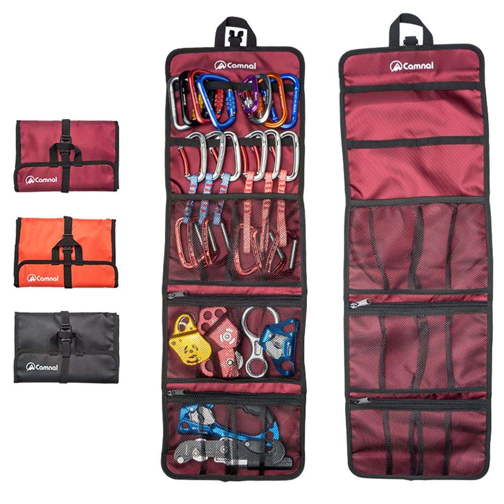 Climbing Quickdraw Storage Bag - Durable Waterproof Foldable Gear Organizer with Carabiner Hook for Rock Climbing Equipment | Perfect for Outdoor Adventures & Gear Organization (Black)
