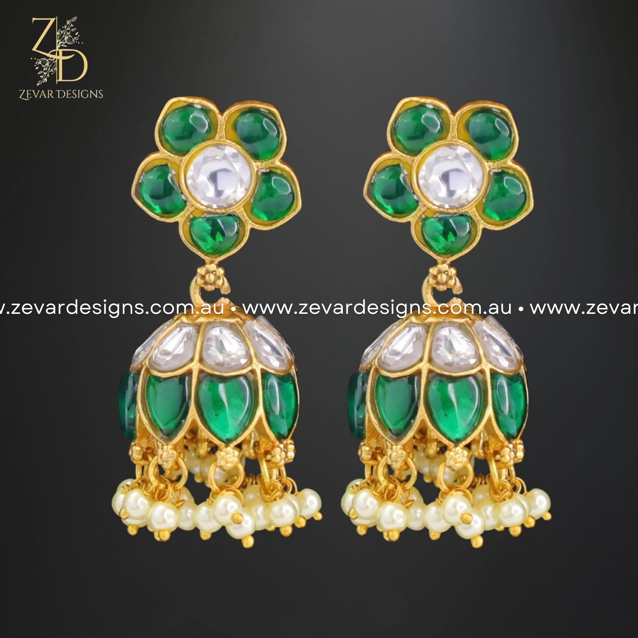 Jadau Kundan Jhumki Small Green Earrings | Traditional Indian Jewelry for Women | Perfect for Weddings, Parties & Festive Occasions