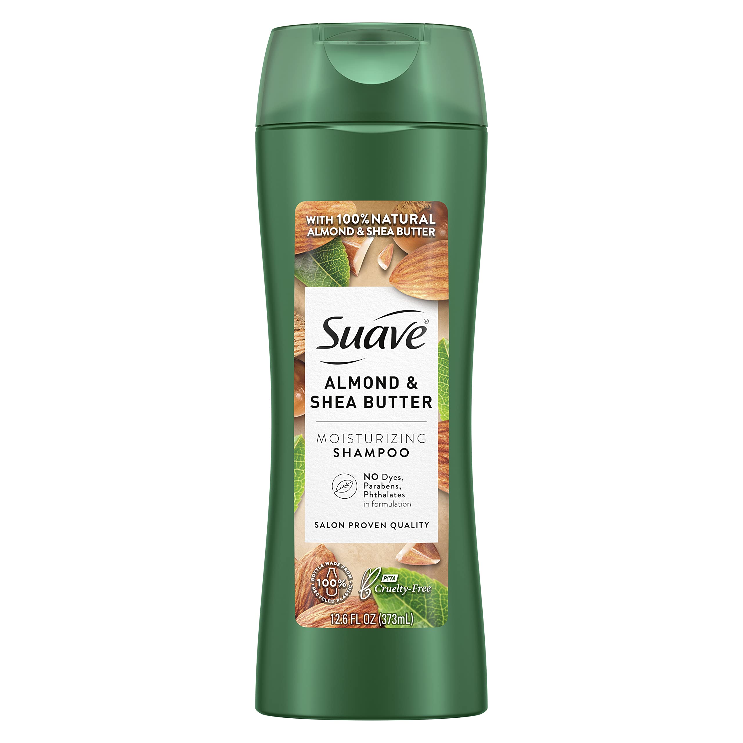 Suave Moisturizing Shampoo with Almond & Shea Butter - Paraben Free 12.6 oz - Hydrating Hair Care for Dry & Damaged Hair - Daily Use at Home or Salon