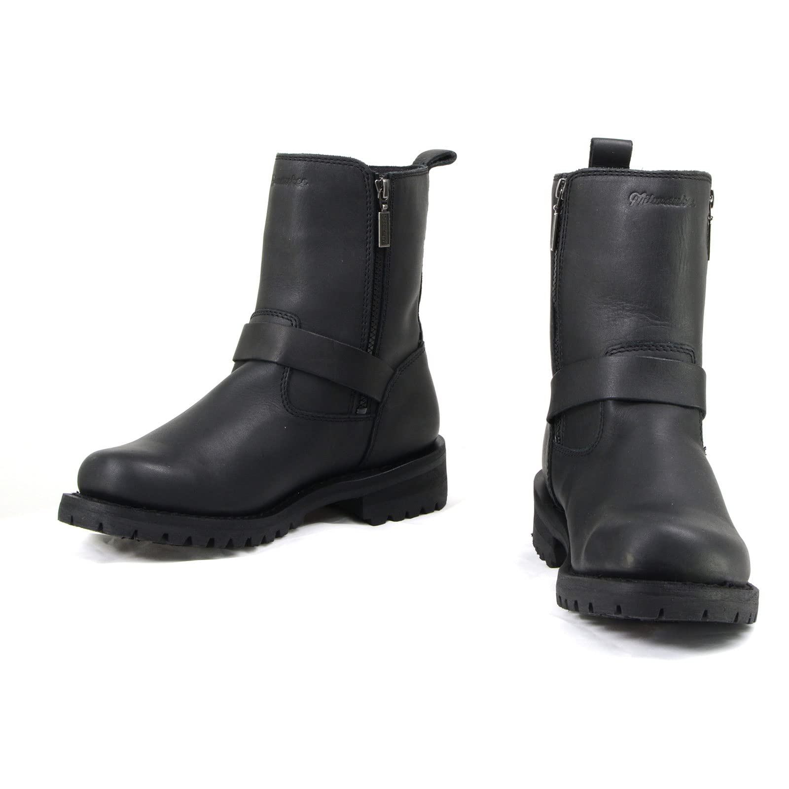 Milwaukee Afterburner Leather Motorcycle Boots for Men - Black | Durable & Comfortable Riding Boots for Cruisers, Touring & Adventure Bikes