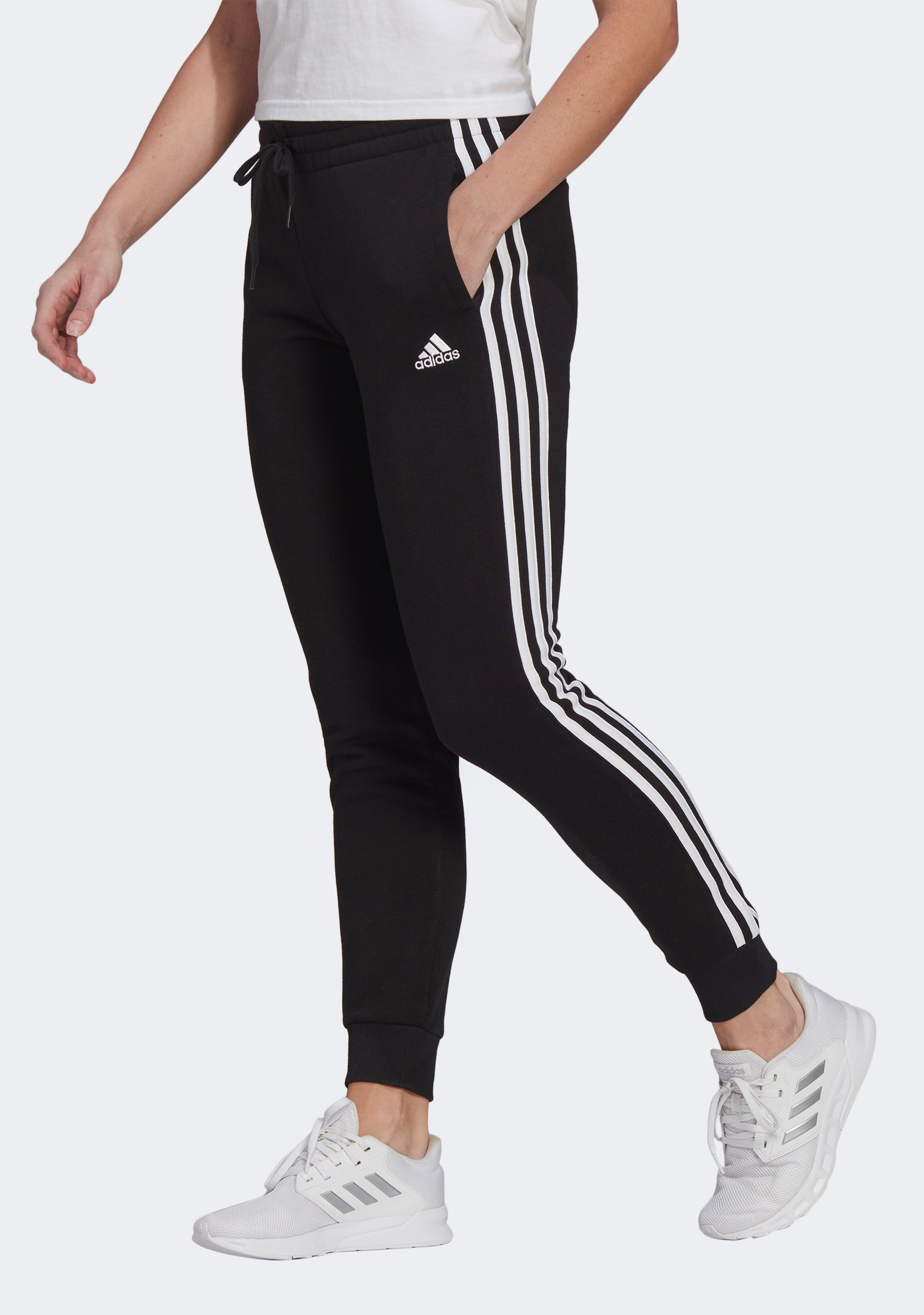 Adidas Women's Essential Fleece 3-Stripe Pants - Soft Comfortable Joggers for Lounge, Workout & Casual Wear