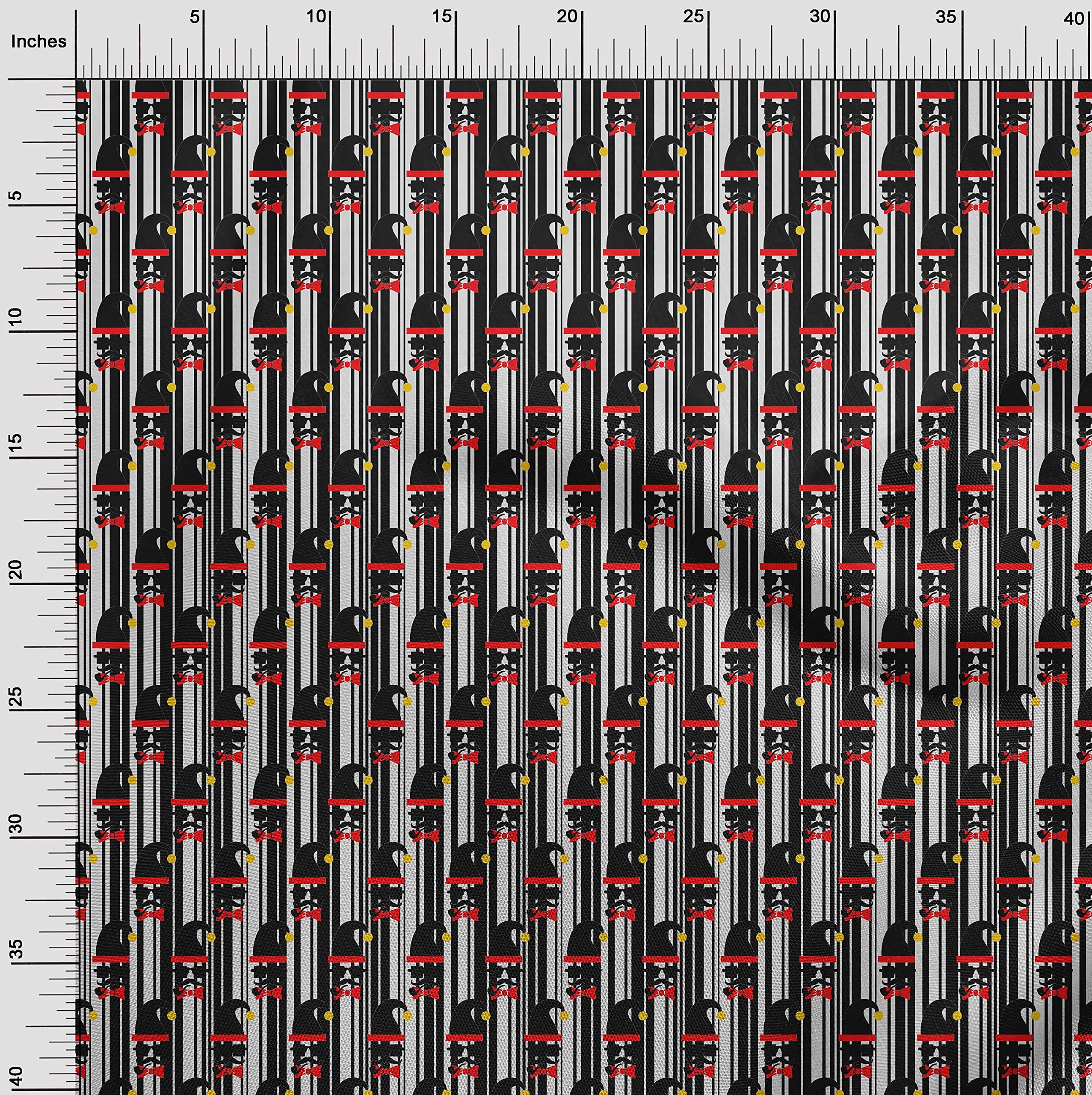 Premium 100% Cotton Jersey Black Christmas Dress Fabric - 58 Inch Wide Printed Material by The Yard | Holiday Party Wear, DIY Costumes, Seasonal Decorations