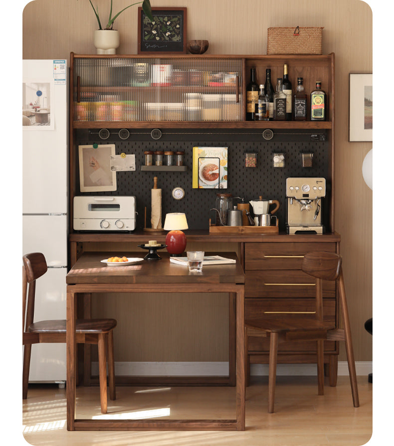 Premium Black Walnut Multi-Function Storage Sideboard - Modern Entryway Console Table with Drawers & Shelves - Perfect for Living Room, Dining Room, or Hallway Organization