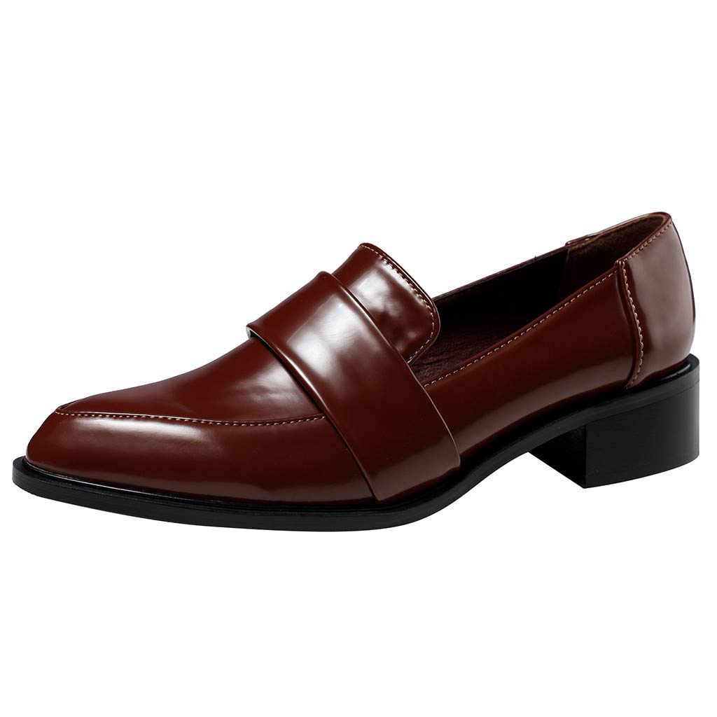 Navy Blue Leather Heels for Women - Comfortable Business Casual Shoes for Office, Work & Dress | Slip-On Style for Professional & Everyday Wear