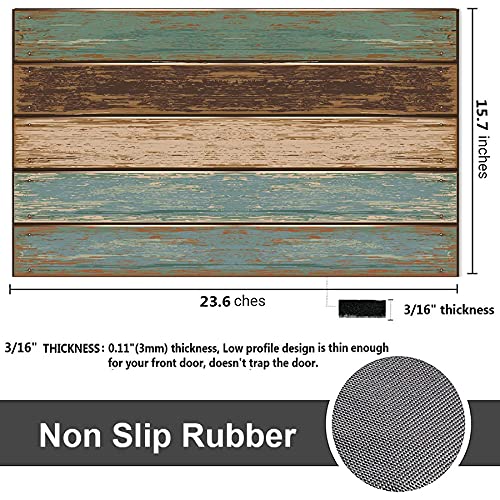 Rustic Old Barn Wood Doormat - Farmhouse Style Welcome Mat for Front Door, Indoor Outdoor Use in Cabin, Bathroom, Kitchen, Bedroom - Perfect for Country Homes and Cozy Spaces