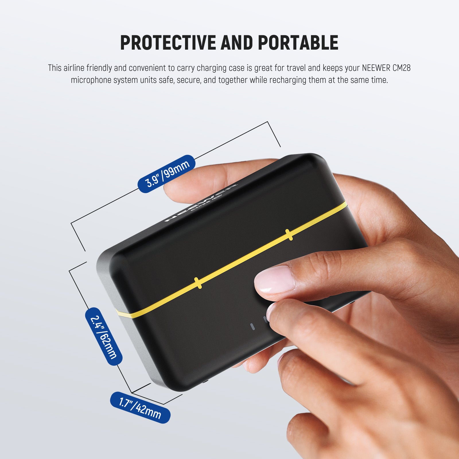 NEEWER CM28 Wireless Lavalier Microphone Charging Case - Portable Battery Charger for Wireless Mic System - Perfect for Podcasting, Vlogging, Interviews & Live Streaming