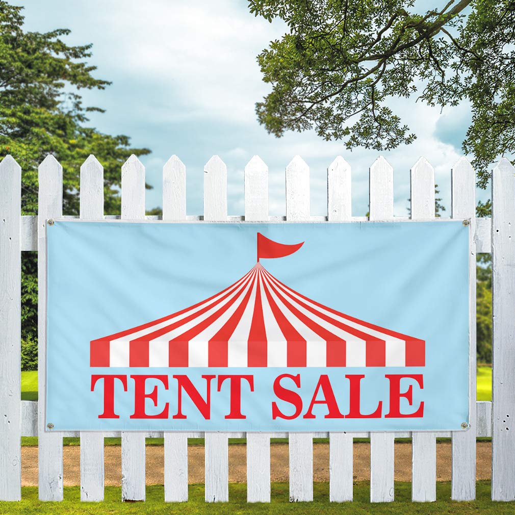 Durable Vinyl Banner 60x144 Inches - Weatherproof Tent Sale & Business Sign with 10 Grommets for Outdoor, Industrial & Yard Use | Perfect for Events, Advertising & Store Promotions
