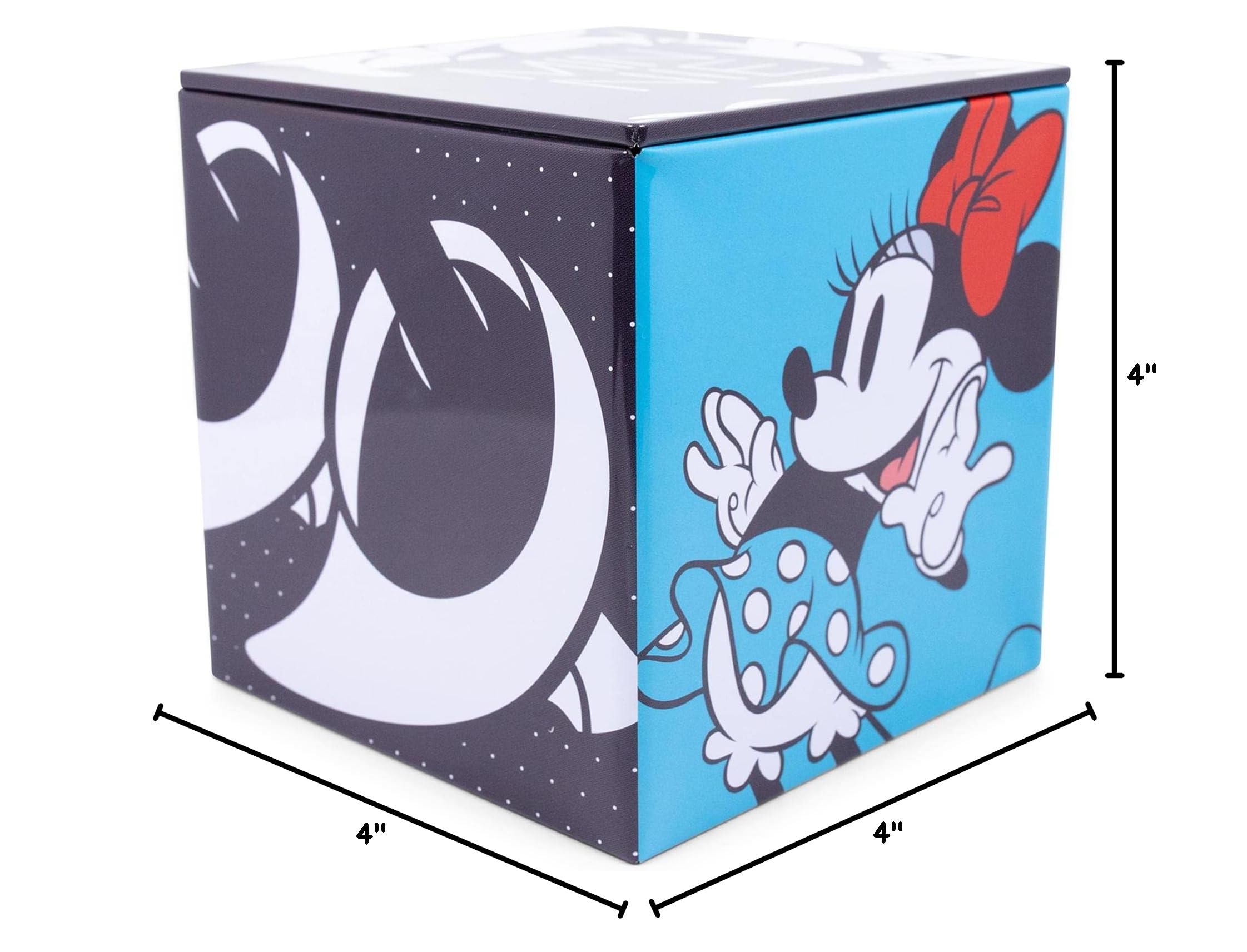 Disney Minnie Mouse 4-Inch Tin Storage Box with Lid | Cute Organizer Cube for Home, Playroom & Closet | Perfect for Collectibles, Toys & Home Decor Accessories | Great Gift for Disney Fans & Kids Room Organization