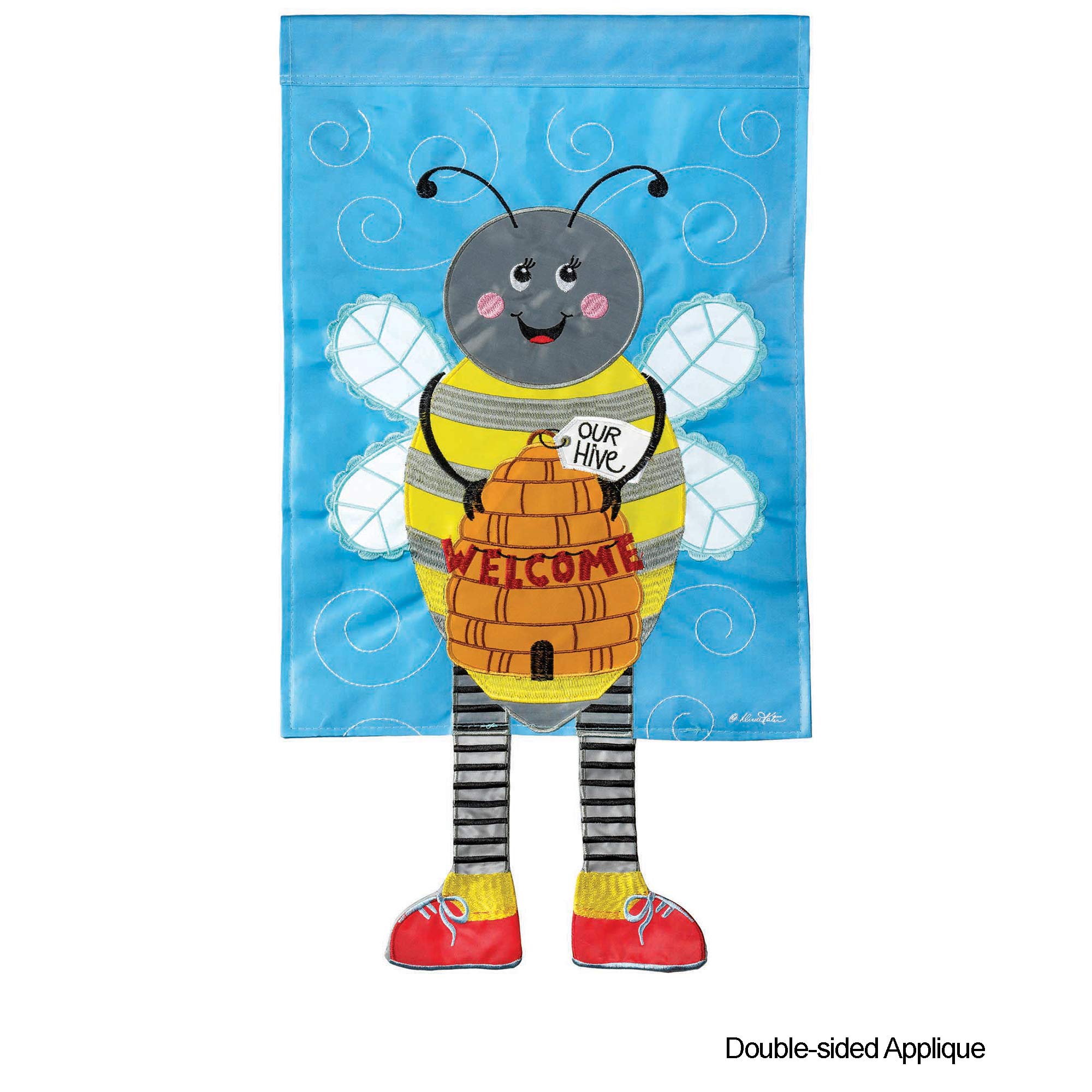 Yellow Honey Bee Welcome Garden Flag - 19x13 Inch Outdoor Polyester Hanging Decor for Spring & Summer | Bee Lover Gift, Front Yard Decoration, Backyard Party Decor