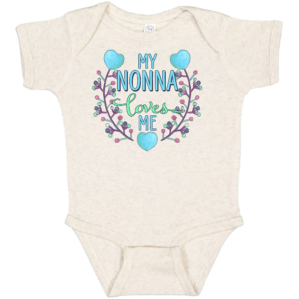 Inktastic My Nonna Loves Me with Flowers and Hearts Baby Bodysuit - Cute Infant Onesie for Grandparents Day, Family Photos & Special Occasions