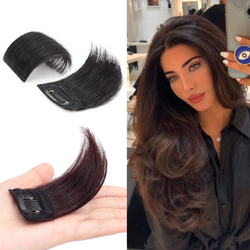 BowieMall Clip-In Human Hair Extensions - Silky Straight Double Weft Hairpiece for Thinning Hair | Invisible Hairpins for Added Volume | Natural Black Color | Perfect for Daily Wear, Parties & Special Occasions