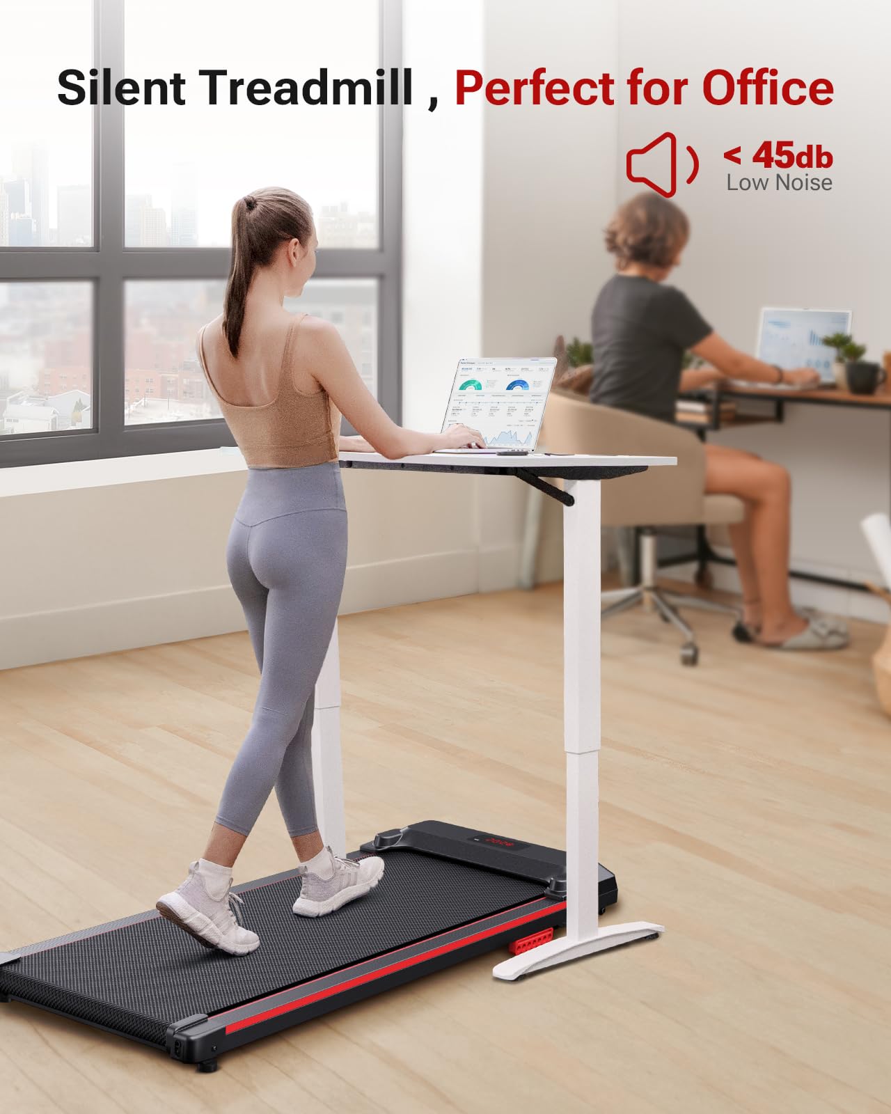 UREVO 2-in-1 Under Desk Treadmill & Walking Pad - Portable Electric Treadmill with Remote Control & LED Display for Home Office Workouts - Perfect for Work from Home Fitness & Small Space Exercise