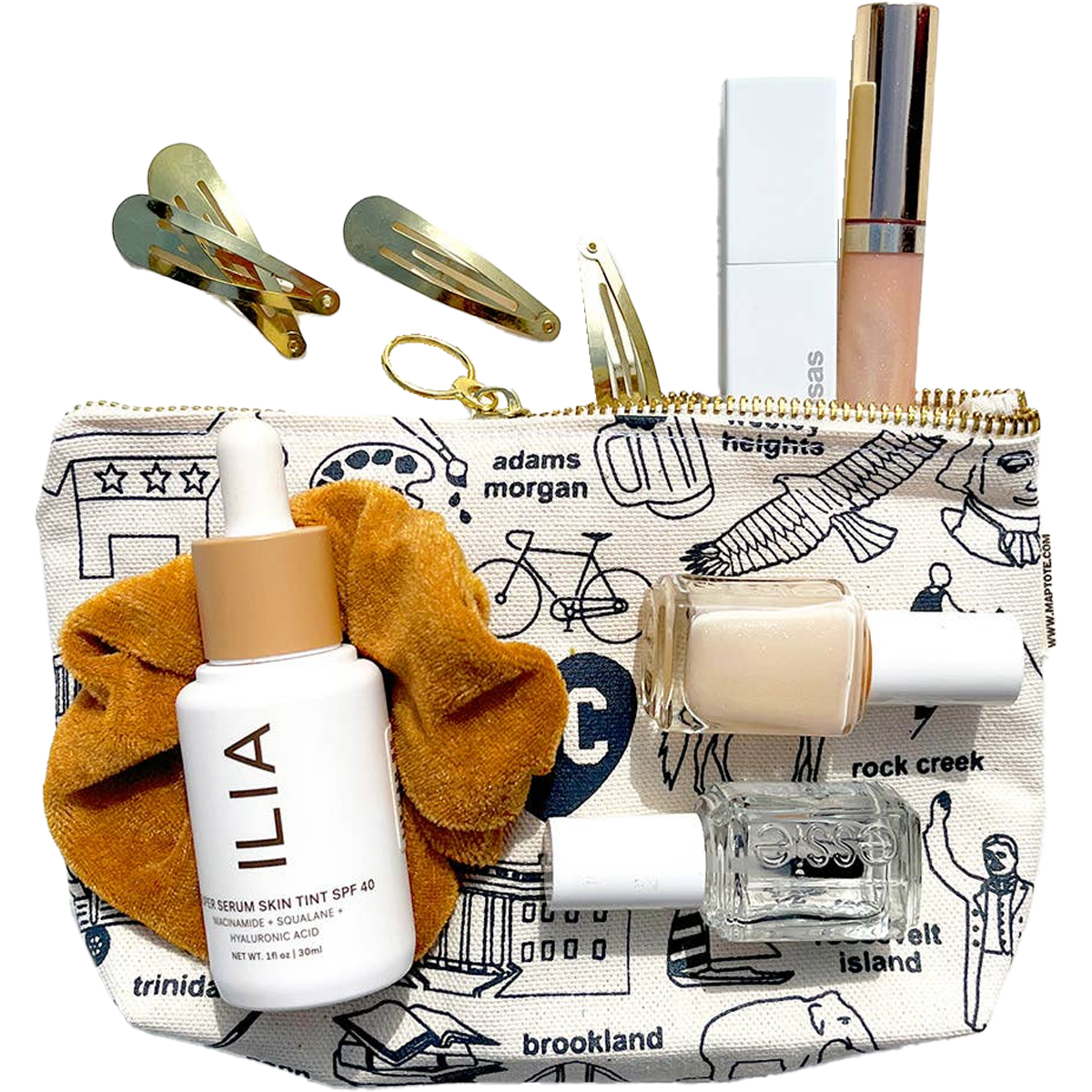 California Zipped Pouch - Premium PU Leather Cosmetic Bag for Women & Men - Travel Makeup Organizer, Toiletry Case, Pencil Holder - Perfect for Gym, Office & School Essentials