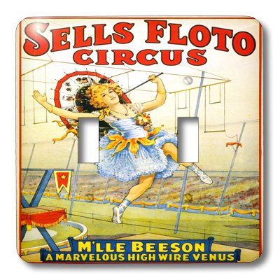 3D Printed French Circus Poster Light Switch Cover - Vintage Girl on Tight Rope Design - Decorative Wall Plate for Bedroom, Living Room, Office & Kids Room Decor