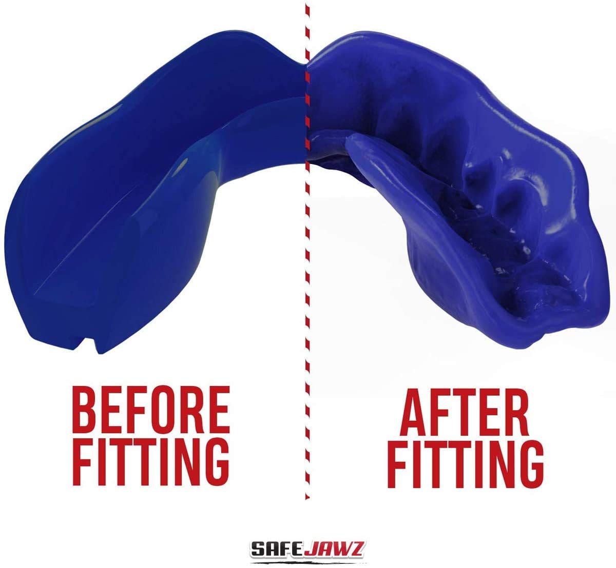 SafeJawz Sports Mouthguard & Cleaner Bundle - Premium Gum Shield for Football, Rugby, Hockey, Lacrosse & Contact Sports (Blue, Adult) - Perfect for Training, Games & Dental Protection
