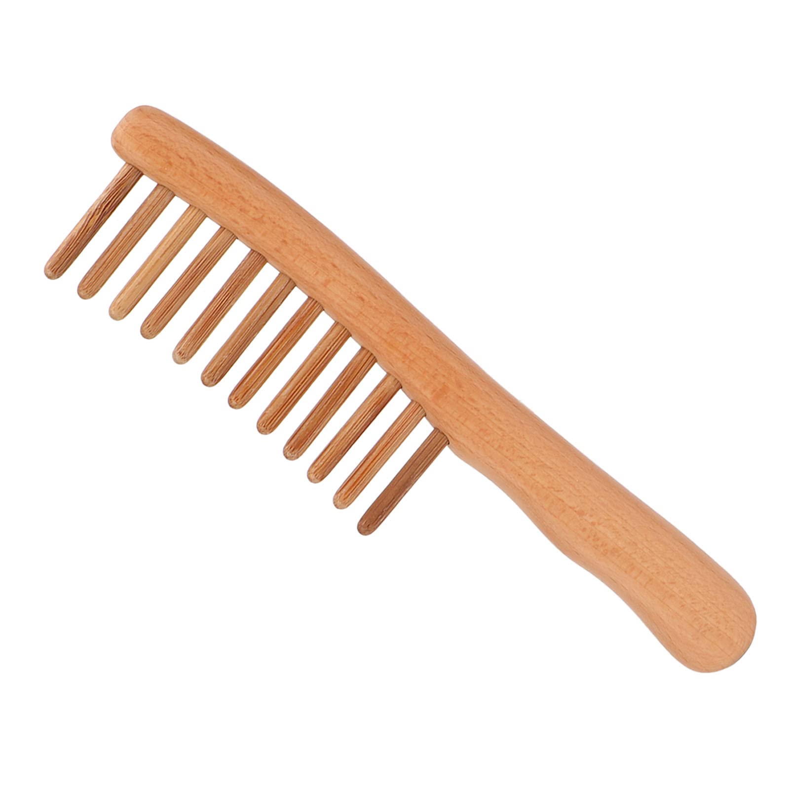 Wide Tooth Curl Comb - 12 Teeth Beech & Bamboo Scalp Massage Hair Comb for Women & Men - Gentle Detangling for Curly, Thick & Natural Hair - Perfect for Daily Styling & Relaxing Scalp Care