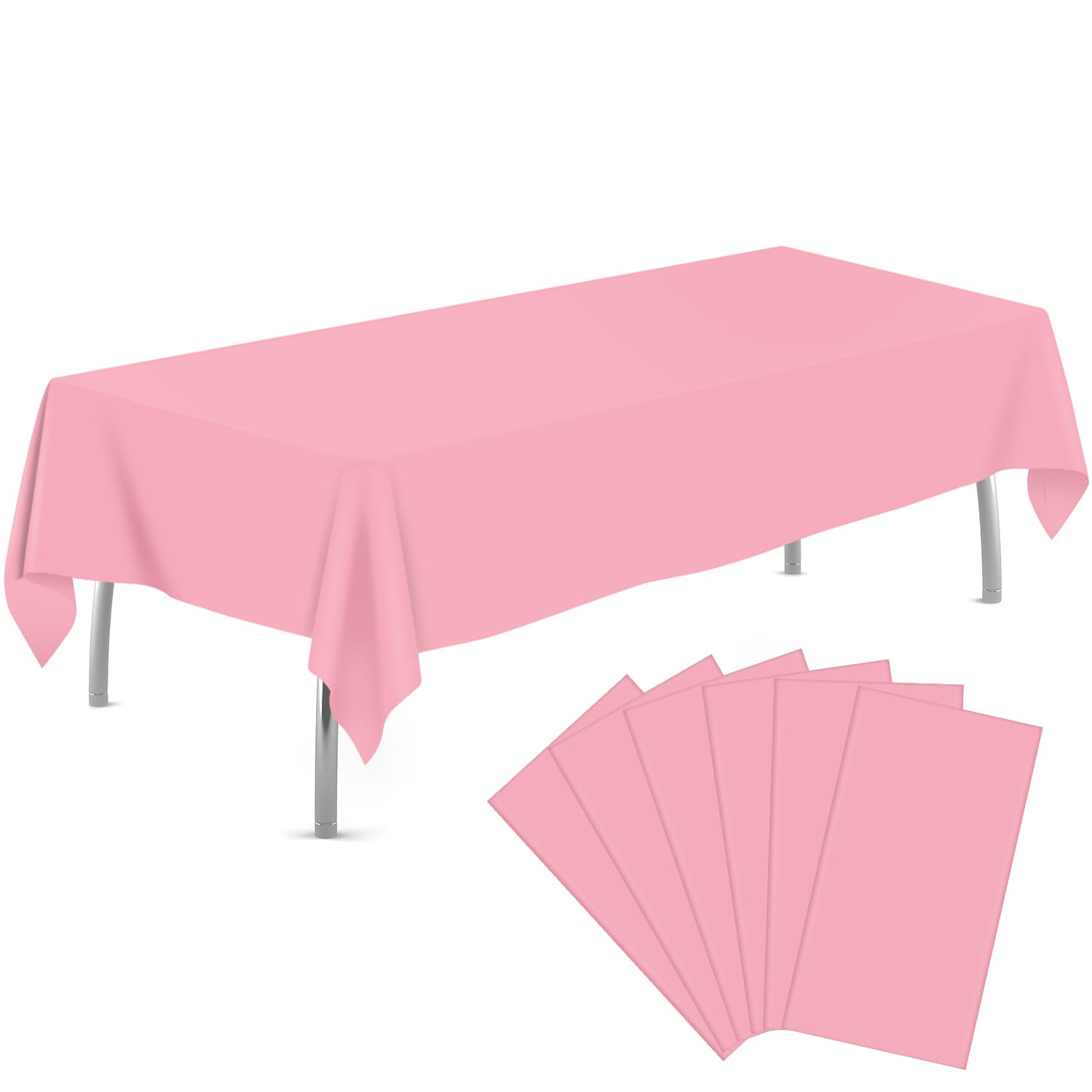 6-Pack Pink Disposable Plastic Tablecloth 54