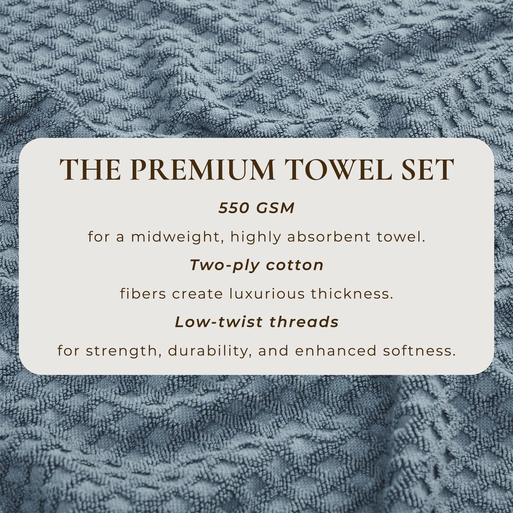 Premium 100% Cotton Bath Towels Set of 4 - Ultra Absorbent & Quick-Dry 54x27 Inch Blue Bath Towels for Spa, Gym & Luxury Bathroom | Great Bay Home Soft & Durable Towel Collection