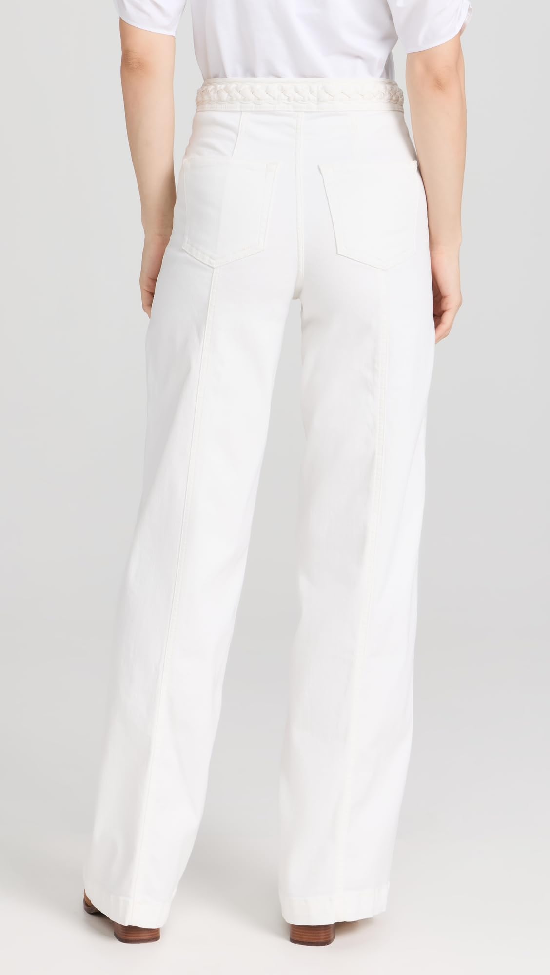 FRAME Women's High Waisted Wide Leg Jeans with Braided Waistband - Comfortable Stretch Denim Pants for Casual Outfits & Everyday Wear