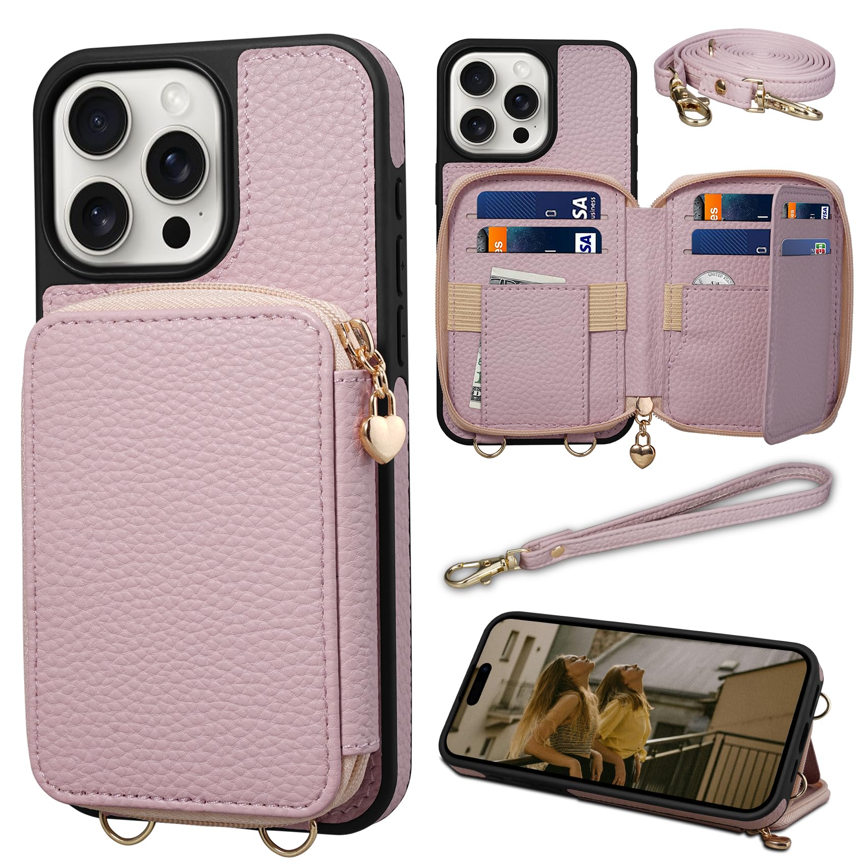 Premium Leather Wallet Case for iPhone 16 Pro (6.3