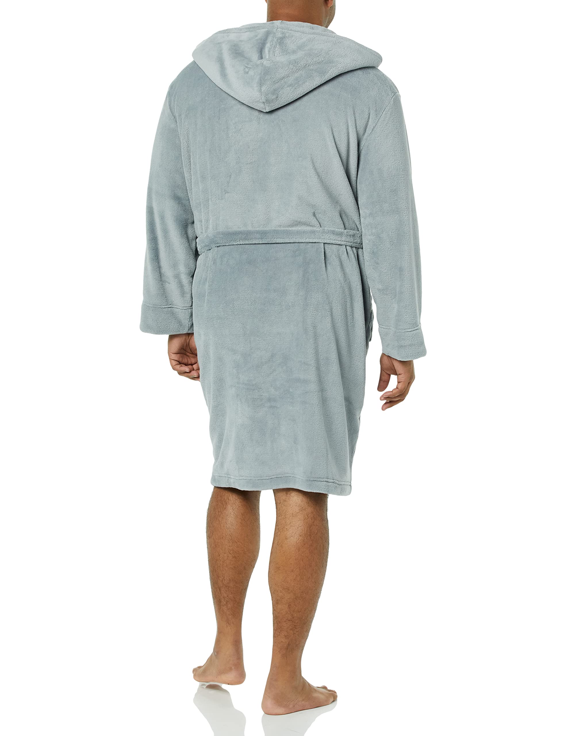 Amazon Essentials Men's Mid-Length Plush Robe - Soft & Cozy Bathrobe for Men, Warm Fleece Loungewear with Pockets - Perfect for Spa, Relaxation & After Shower Comfort