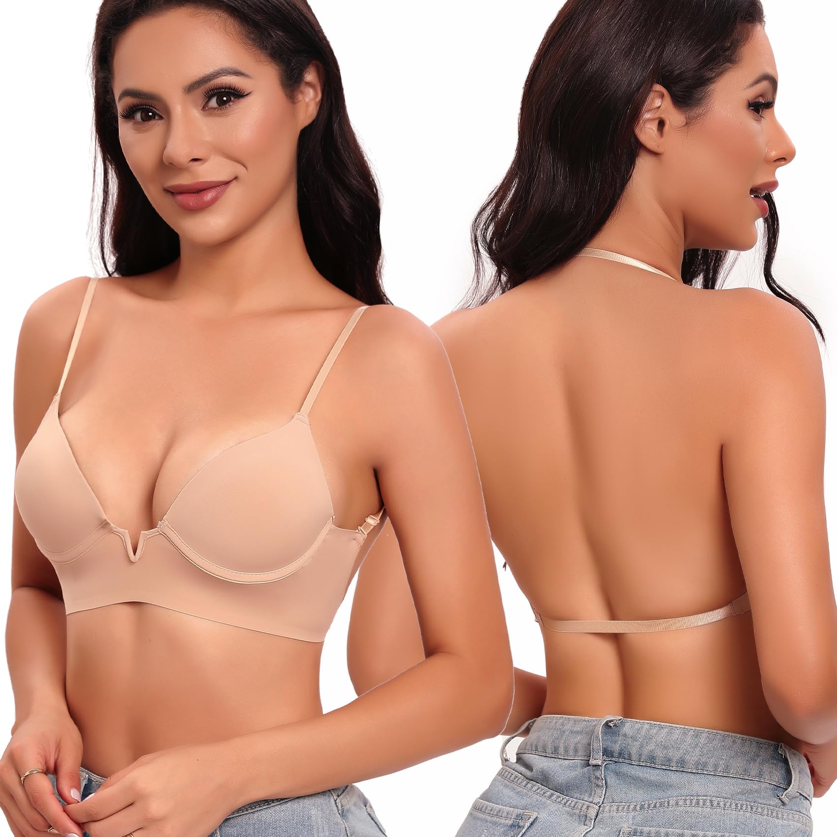 Low Back Bra for Women - Push Up Deep V Shapewear for Backless Dresses | Perfect for Weddings, Evening Gowns & Formal Events