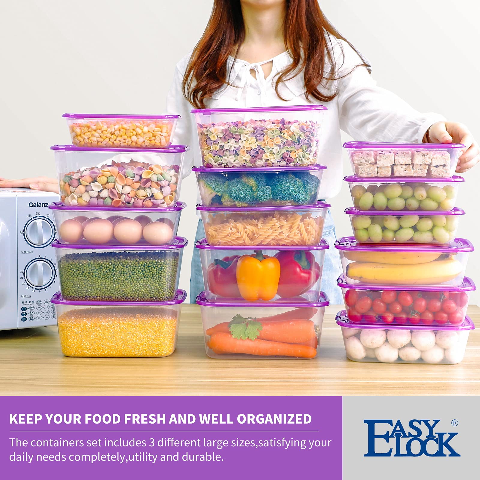 12-Pack Large Capacity Food Storage Containers with Lids - 527oz BPA-Free Transparent Meal Prep Containers Set - Perfect for Meal Prepping, Leftovers & Pantry Organization (EASYLOCK System)