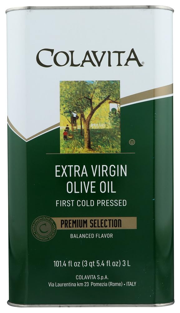Colavita Extra Virgin Olive Oil - 3 Liter Tin (Pack of 4) | Premium Cooking Oil for Salads, Pasta & Mediterranean Dishes | Bulk Olive Oil for Restaurants & Home Kitchens