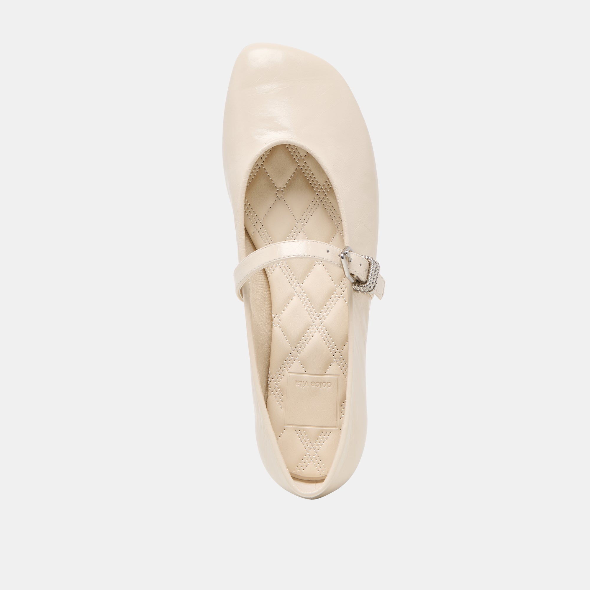 ALIZZA Women's Ballet Flats - Creme Crinkle Patent Leather Comfortable Slip-On Shoes for Work, Office & Casual Wear