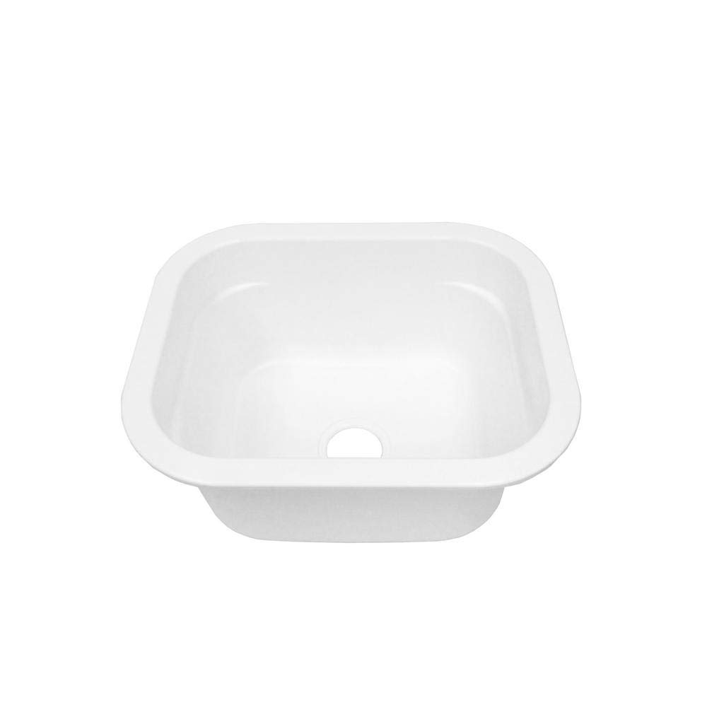Mustee 2218 Vector 12 Gallon Undermount Utility Sink in White - Heavy-Duty Stainless Steel Alternative for Laundry Rooms, Garages & Workshops