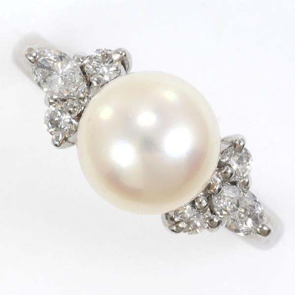18K White Gold Akoya Pearl Diamond Ring for Women - Elegant Bridal Jewelry, Anniversary Gift, Wedding Engagement Ring, Perfect for Special Occasions