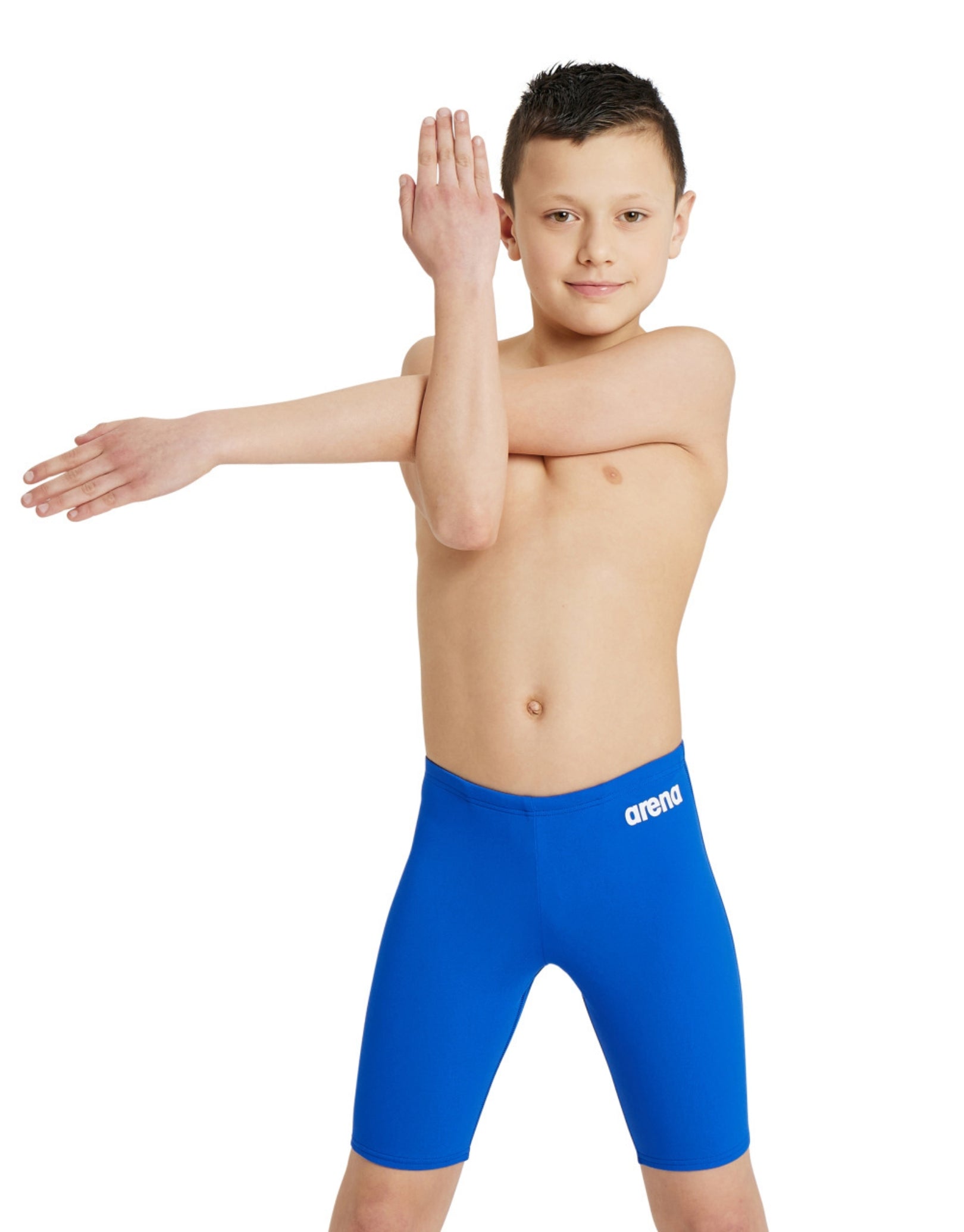 Boys Team Solid Swim Jammer - Royal/White - Comfortable Competitive Swimwear for Kids Swimming Lessons & Pool Training