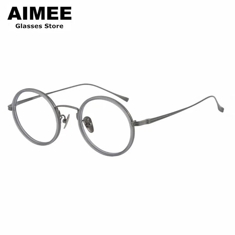 Aimee Unisex Full Rim Round Oval Titanium Eyeglasses 1061 - Lightweight & Durable Titanium Frame for Men & Women - Perfect for Reading, Work, and Everyday Fashion