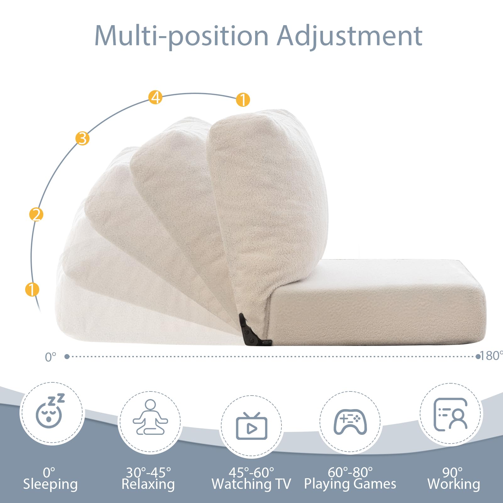 MAXYOYO Adjustable Back Support Floor Chair - Ergonomic Meditation Seat for Yoga, Reading & Relaxation - Comfortable Beige Floor Cushion for Home, Office & Zen Spaces