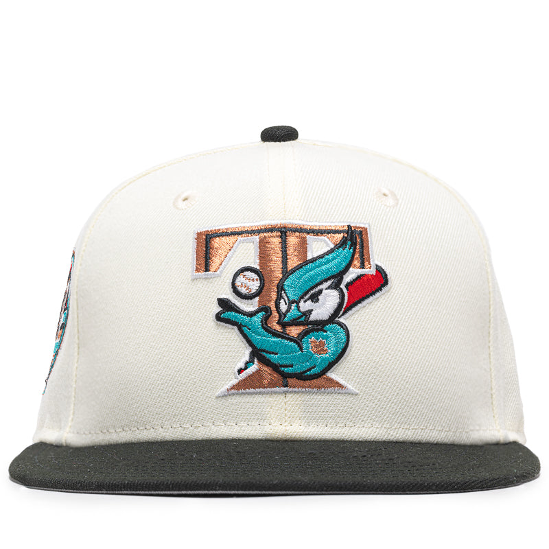 New Era x Politics Toronto Blue Jays 59FIFTY Fitted Hat - Chrome/Black - Official MLB Baseball Cap for Men & Women - Perfect for Games, Streetwear & Sports Fans