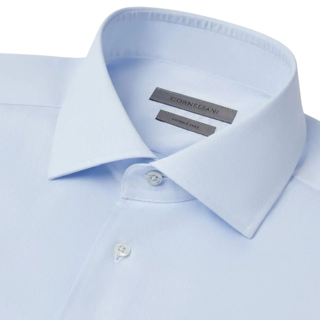 Premium CORNELIANI Wrinkle-Free Twill Shirt for Men - Sky Blue Business Casual Dress Shirt | Office Wear, Formal Events & Smart Casual Outfits