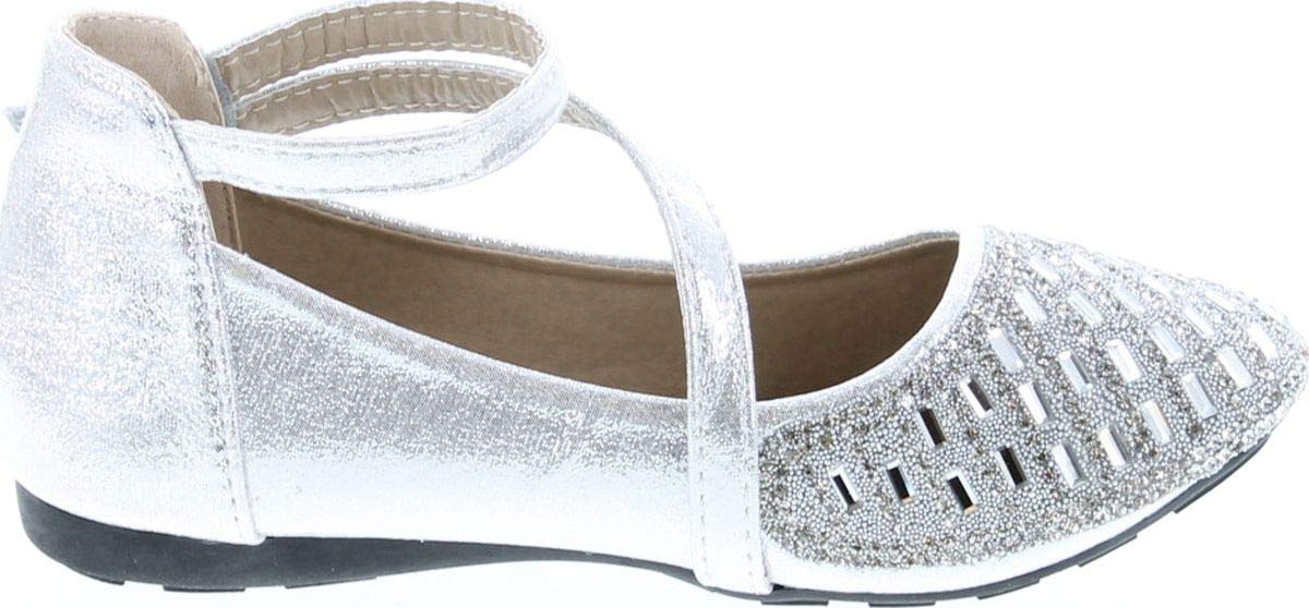 Lucita Girls KD-1601KM Fashion Dress Flats Shoes - Silver Glitter Ballet Flats for Kids, Comfortable School & Party Shoes, Toddler Girls Dress Shoes for Weddings, Holidays & Special Occasions