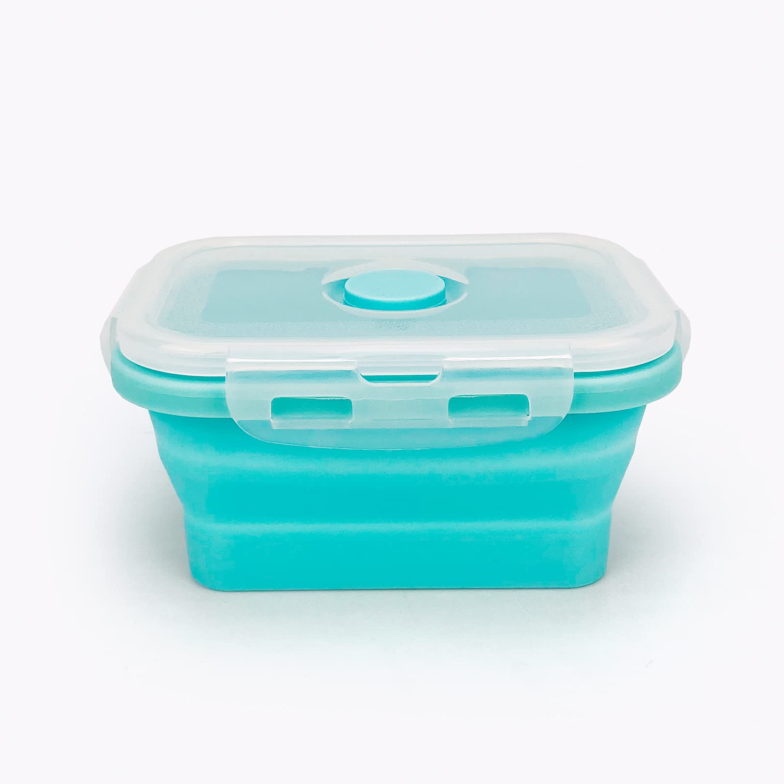 CCyanzi 3-Piece Collapsible Food Storage Containers with Lids - BPA-Free Silicone Lunch Box Set | Microwave, Freezer & Dishwasher Safe | Space Saving for Kitchen, Office, Camping & Travel (Blue)