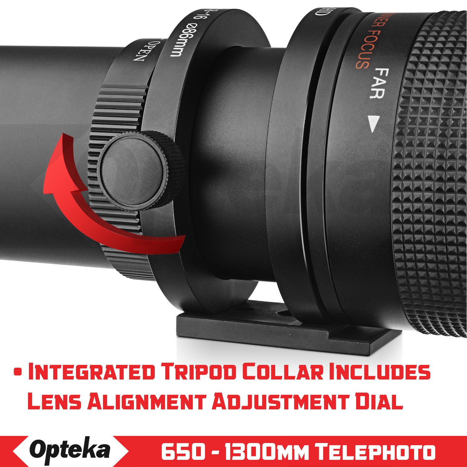 Opteka 650-1300mm Telephoto Zoom Lens for Nikon DSLR Cameras (D5/D4/D3/Df/D850/D810/D800/D750/D610/D7500/D7200/D5600/D5500/D5300/D3500/D3400/D3300/D3200) - Wildlife & Sports Photography, Long-Distance Shooting