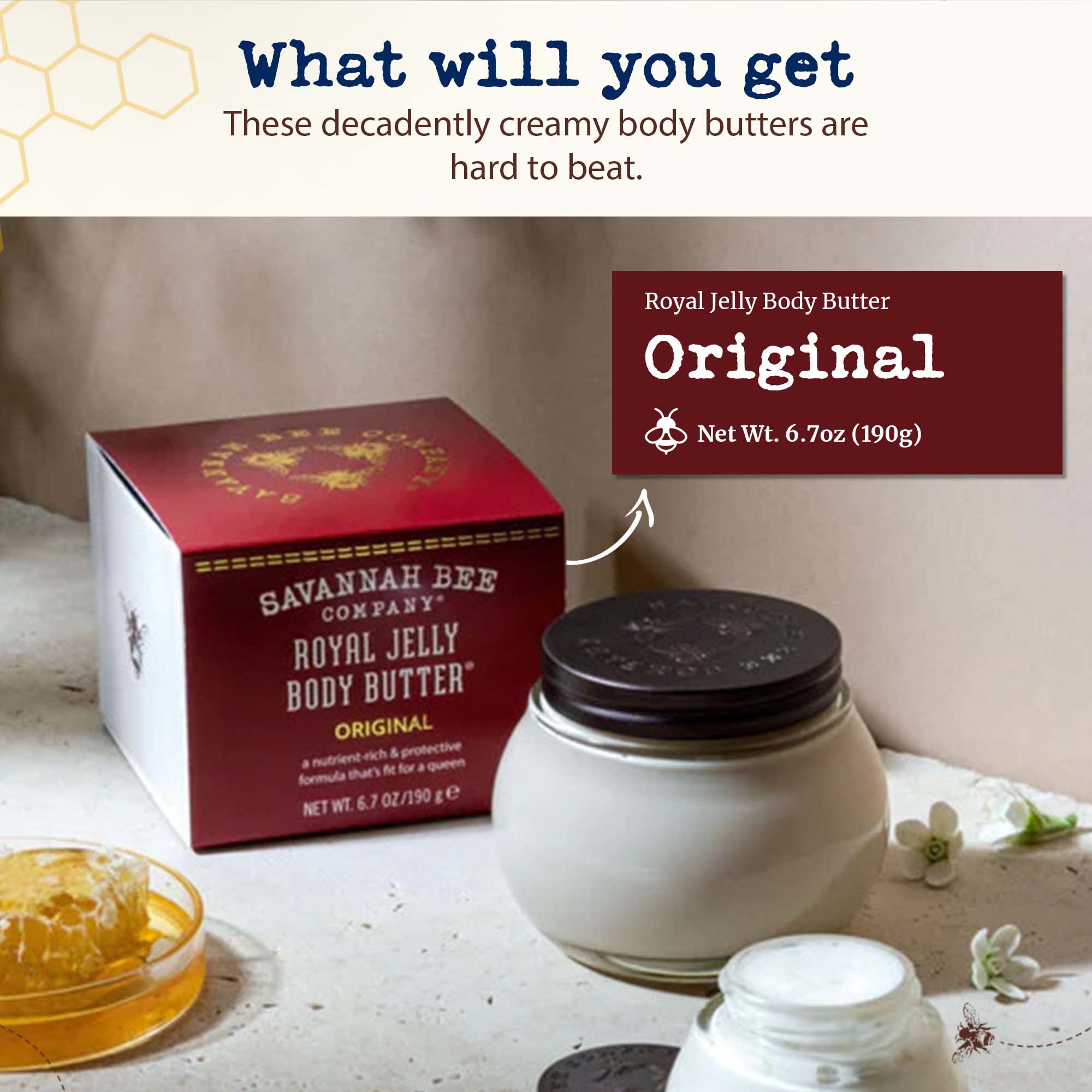 Savannah Bee Company Royal Jelly Body Butter - Ultra Hydrating Moisturizer for Dry Skin | Nourishing Skincare for Face & Body | Perfect for Winter Care & Daily Hydration