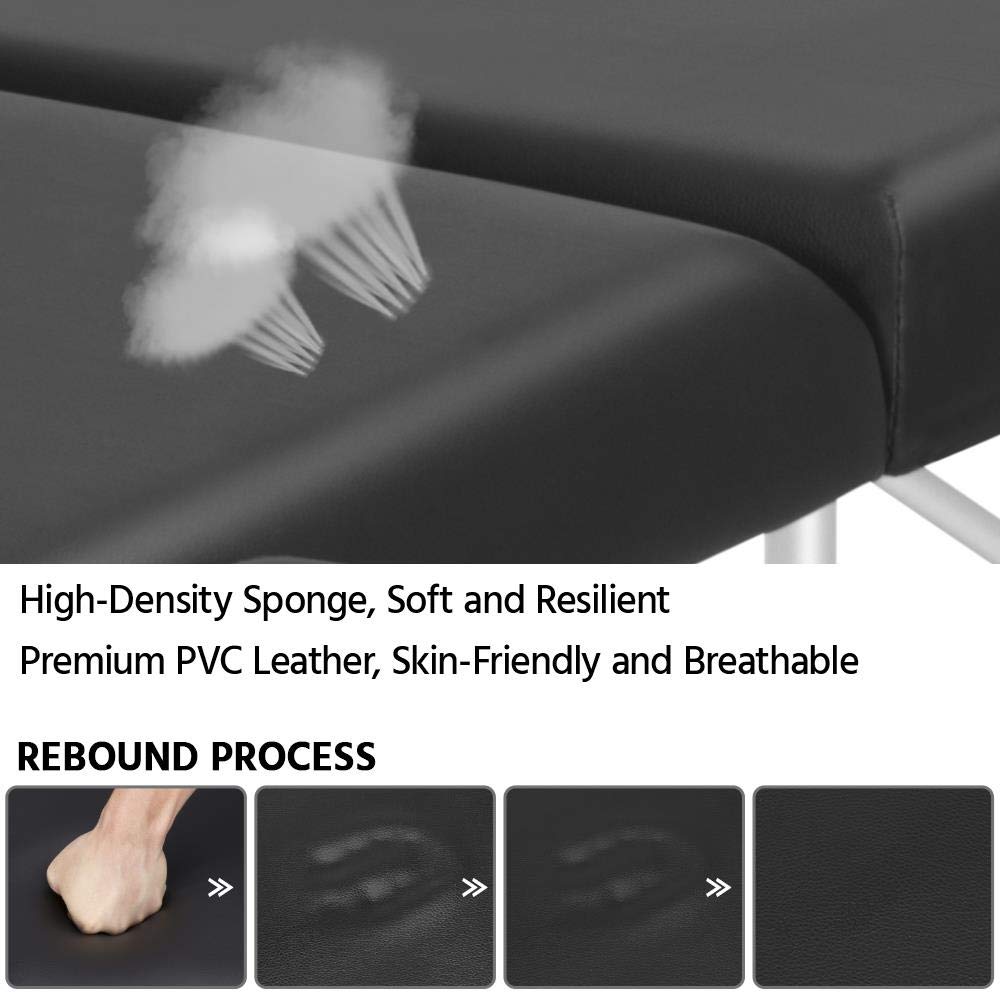 Yaheetech Foldable Massage Bed - 60cm Wide Portable Beauty Salon Table for Lash Extensions & Spa Treatments | Professional 2-Section Aluminum Frame | Compact & Lightweight for Home or Salon Use