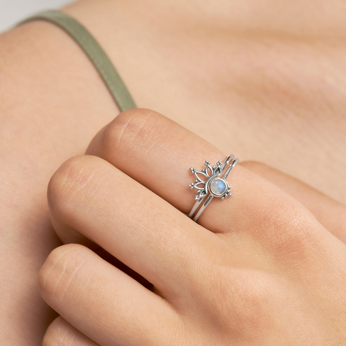 Moonstone Ring Set for Women - Elegant Silver Jewelry for Everyday Wear & Special Occasions | Perfect Gift for Birthday, Anniversary & Valentine's Day